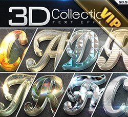 极品3D金属质感的PS图层样式：3D Collection Text Effects GO.5